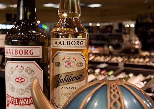 Calling all Danes!  Aalborg Akvavit in stock!